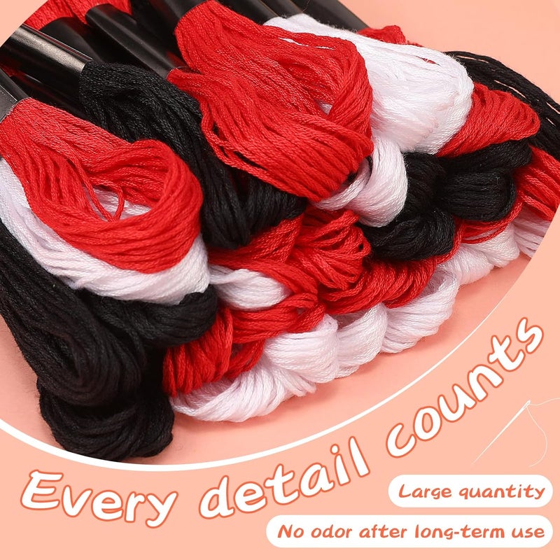 JUPEAN Red Embroidery Floss: Embroidery Thread 120 Yards Friendship Bracelet String Cross Stitch Cotton Yarn for DIY Bracelet Making - Image 5